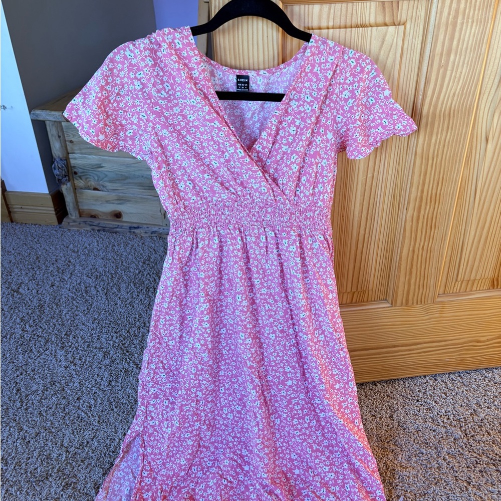 SHEIN Pink Floral Maxi Dress